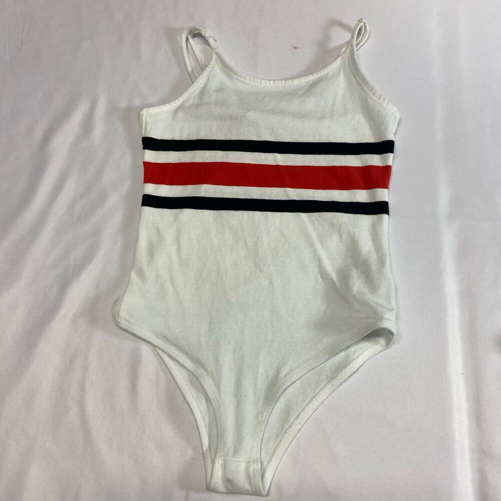 Forever 21 Girls Bodysuit Strip Spaghetti Strap  Size  7/8 White Red Black